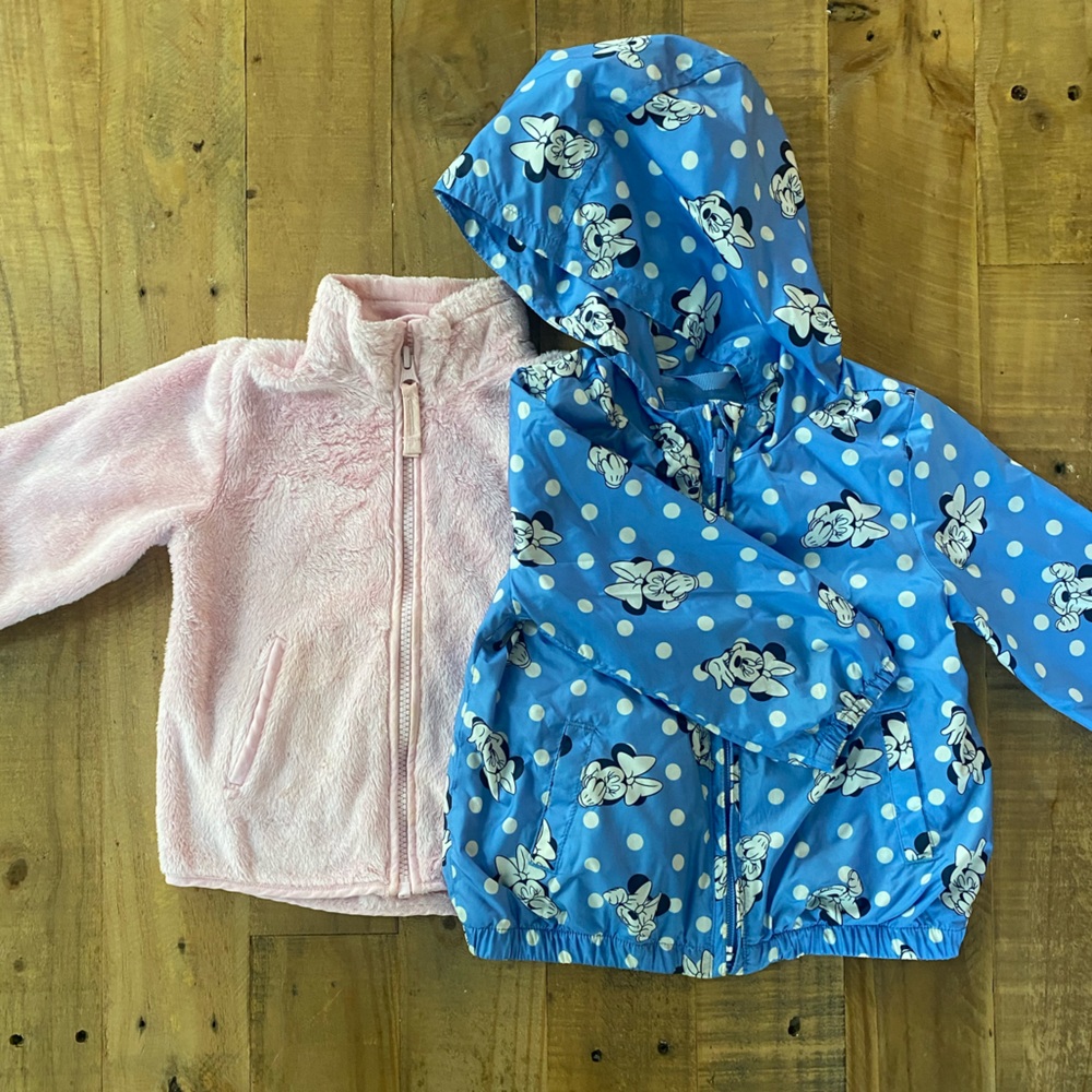 Kids Gap Disney Minnie Mouse Rain Jacket & Children’s Place Soft Fleece